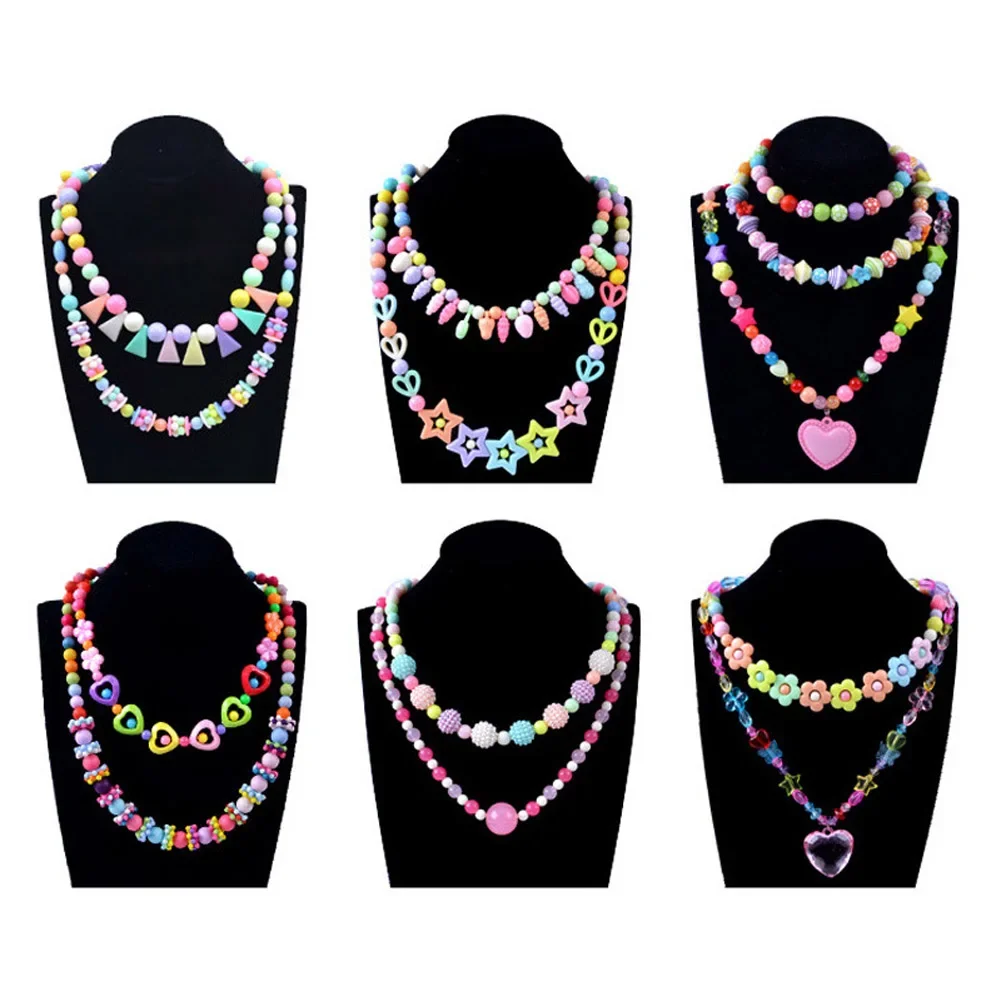 Color: WHITE - 500pcs DIY Handmade Beaded Children's Toy Creative Loose Spacer Beads Crafts Making Bracelet Necklace Jewelry Kit Girl Toy Gift