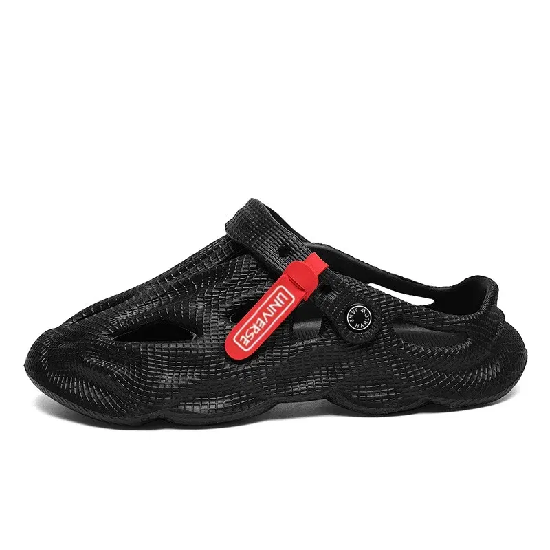 Color: black, Shoe Size: 40 - Summer Men's Clogs Sandals Lightweight Breathable Anti-slip Beach Slippers Men Outdoor Slippers Clogs Anti-slip Beach Slippers