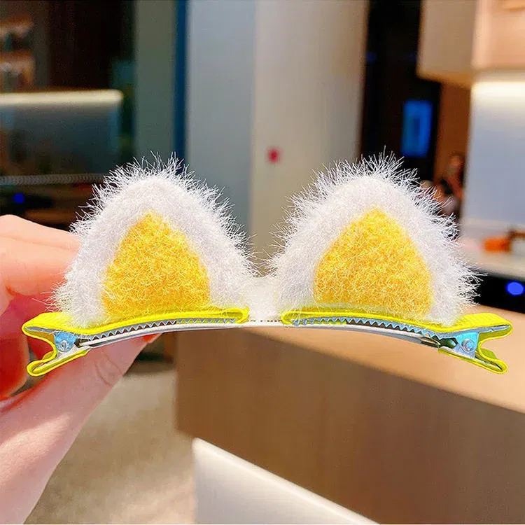 Color: army green - 2PCS New Plush Cat Ears Hairpins Girls Hair Clips Hair Accessories Women Sweet Cute Barrettes Kids Fashion Headwear Ornaments
