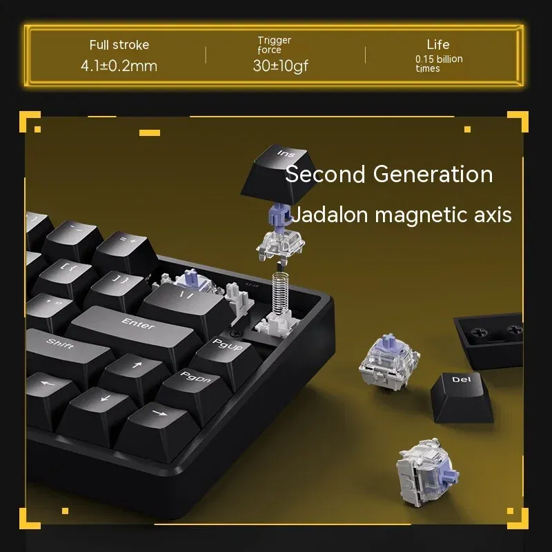 Color: Pewter, Axis Body: BLACK SWITCH, Ships From: CHINA - ATK ATK68 Keyboard Magnetic Switch Gaming Keyboard SMART SPEED X Quick Trigger Aluminum Alloy Mechanical Keyboard RGB PC Gamer