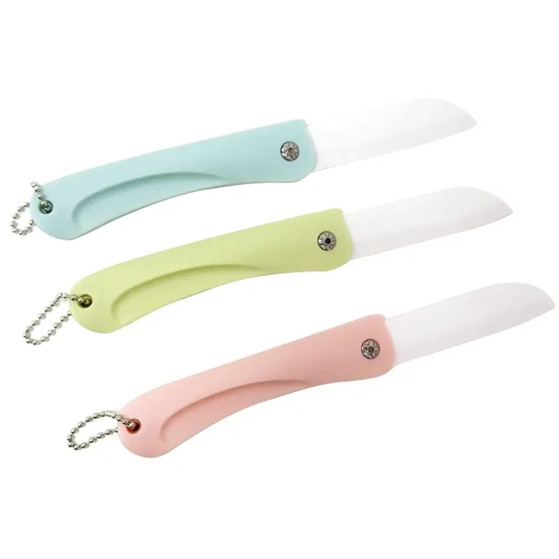 Color: grey - 1PC Mini Ceramic Fruit Knife Kitchen And Bar Supplies Portable Folding Knife Creative Kitchen Fruit Knife Paring Knife