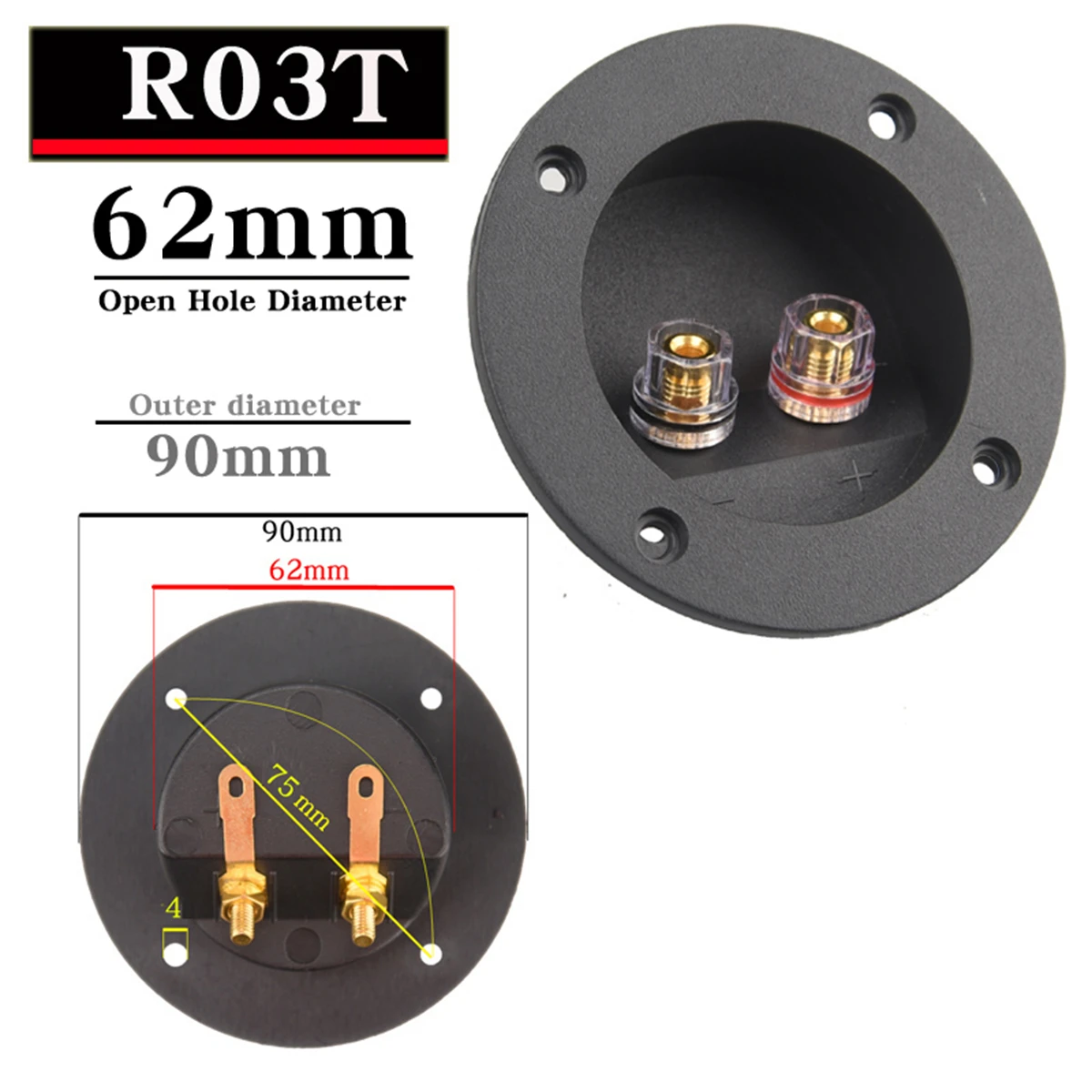 Color: Pink, Bundle: Bundle 3 - HIFIDIY LIVE Square circle (Install Hole 49-76) speaker junction Box Terminal Shell 2 copper Binding Post Wire Cable Connector