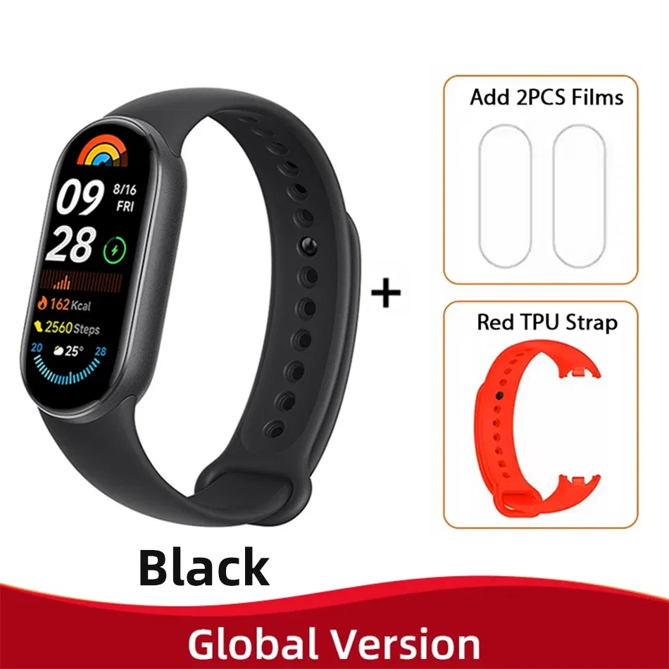 Color: Lemon yellow, Ships From: CHINA - New! Global Version Xiaomi Band 9 Mi Smart Bracelet 9 Color AMOLED 1.62" Ultra 21 Days Battery Life Miband Wrist Watch Blood