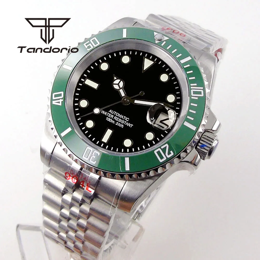 Color: Ivory - Tandorio NH35A Date Stainless Steel 40mm Dive Automatic Men Watch Sapphire Crystal Rotating Bezel Luminous Mechanical Wristwatch