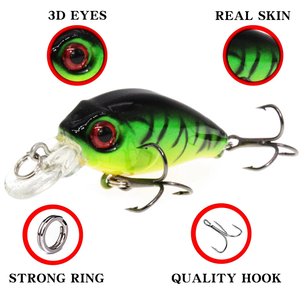 Color: WHITE - 1PCS Wobblers Quality Crankbait Simulation Fishing Lure 4.5cm 3.8g Jerkbait Floating Hard Bait Bass Carp Pesca Fishing Tackle
