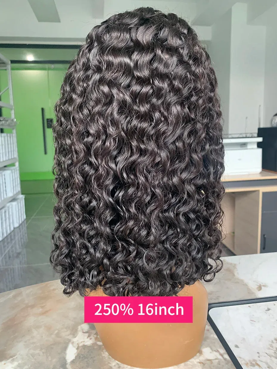 Hair Color: Natural Color, Ships From: CHINA, Stretched Length: 16inches, Density: 250% - Real 250 Density 13x4 Short Bob Wet and Wavy Human Hair Wigs Vietnam Raw Virgin Double Drawn Water Wave 13x6 Frontal Wig HD Lace