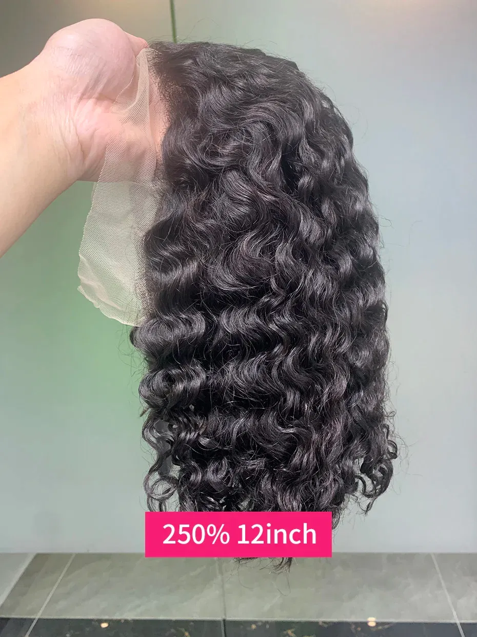 Hair Color: Natural Color, Ships From: CHINA, Stretched Length: 16inches, Density: 250% - Real 250 Density 13x4 Short Bob Wet and Wavy Human Hair Wigs Vietnam Raw Virgin Double Drawn Water Wave 13x6 Frontal Wig HD Lace