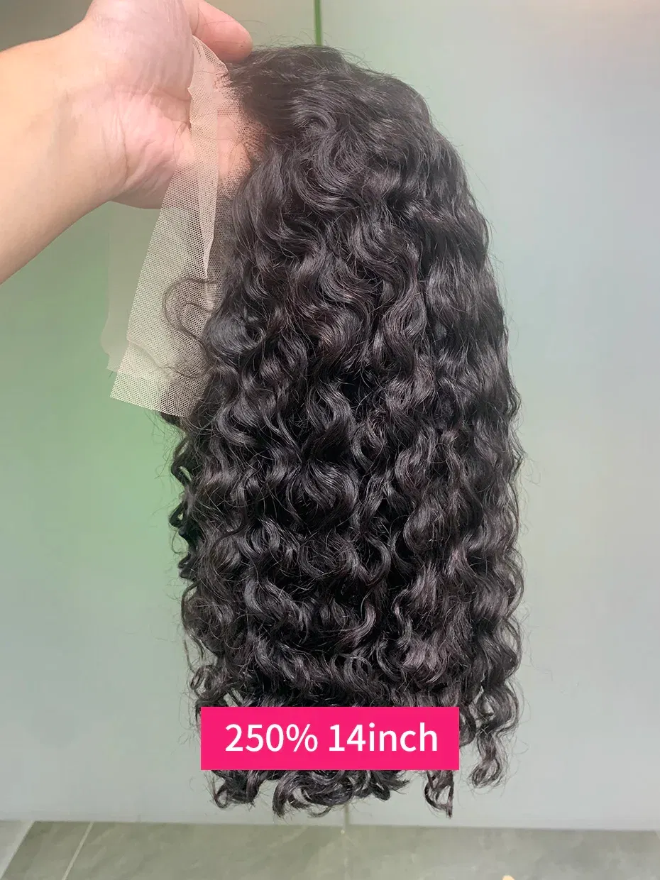 Hair Color: Natural Color, Ships From: CHINA, Stretched Length: 16inches, Density: 250% - Real 250 Density 13x4 Short Bob Wet and Wavy Human Hair Wigs Vietnam Raw Virgin Double Drawn Water Wave 13x6 Frontal Wig HD Lace