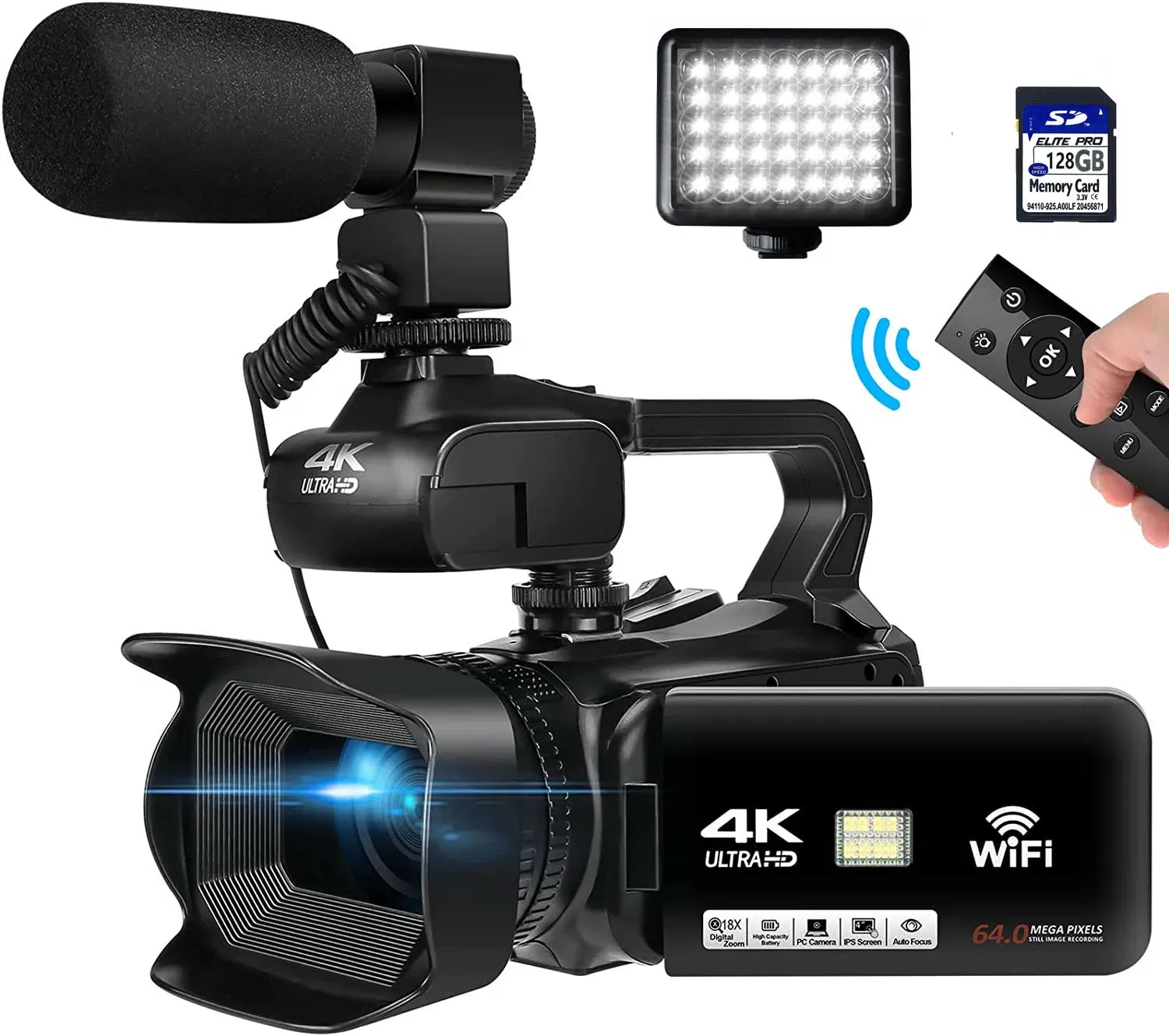 Bundle: Bundle1, Color: Red, Ships From: CHINA - New 4.0"Touch Screen Digital Video Camera YouTube Camcorder 4K Ultra HD camera 64MP Streaming Camera