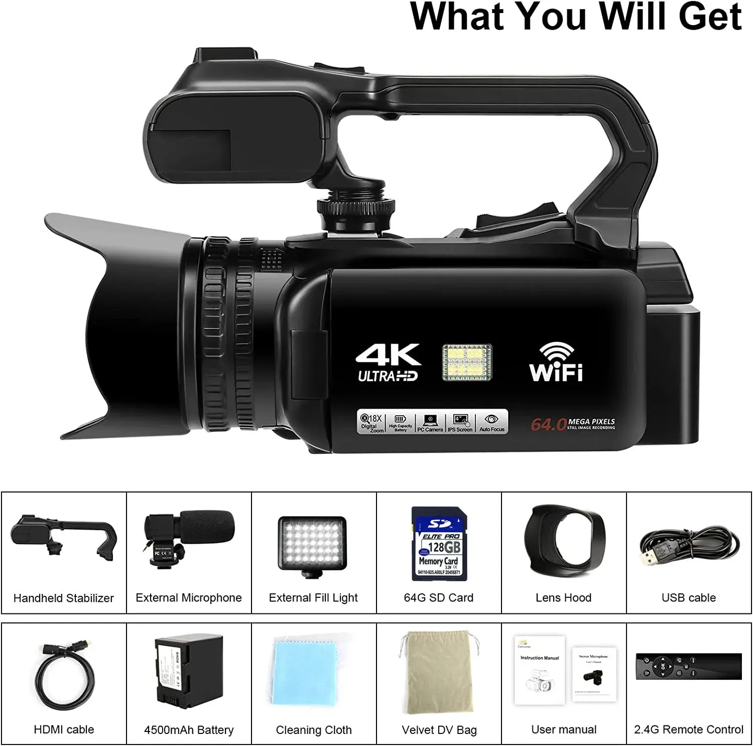Bundle: Bundle1, Color: Red, Ships From: CHINA - New 4.0"Touch Screen Digital Video Camera YouTube Camcorder 4K Ultra HD camera 64MP Streaming Camera