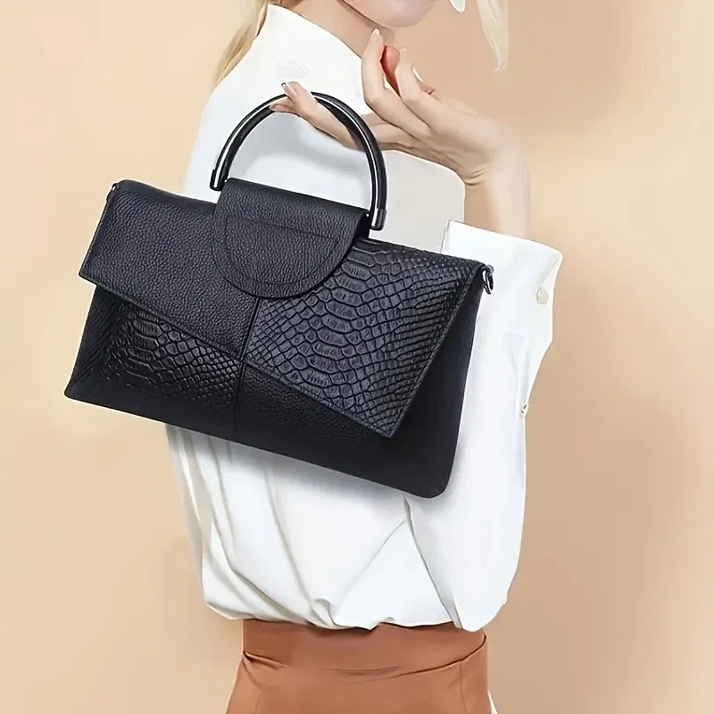 Color: Blue - PU Synthetic Leather Women's Shoulder Crossbody Bag Fashion Casual Dinner Wedding Alligator Pattern Flap Handbag and Purse