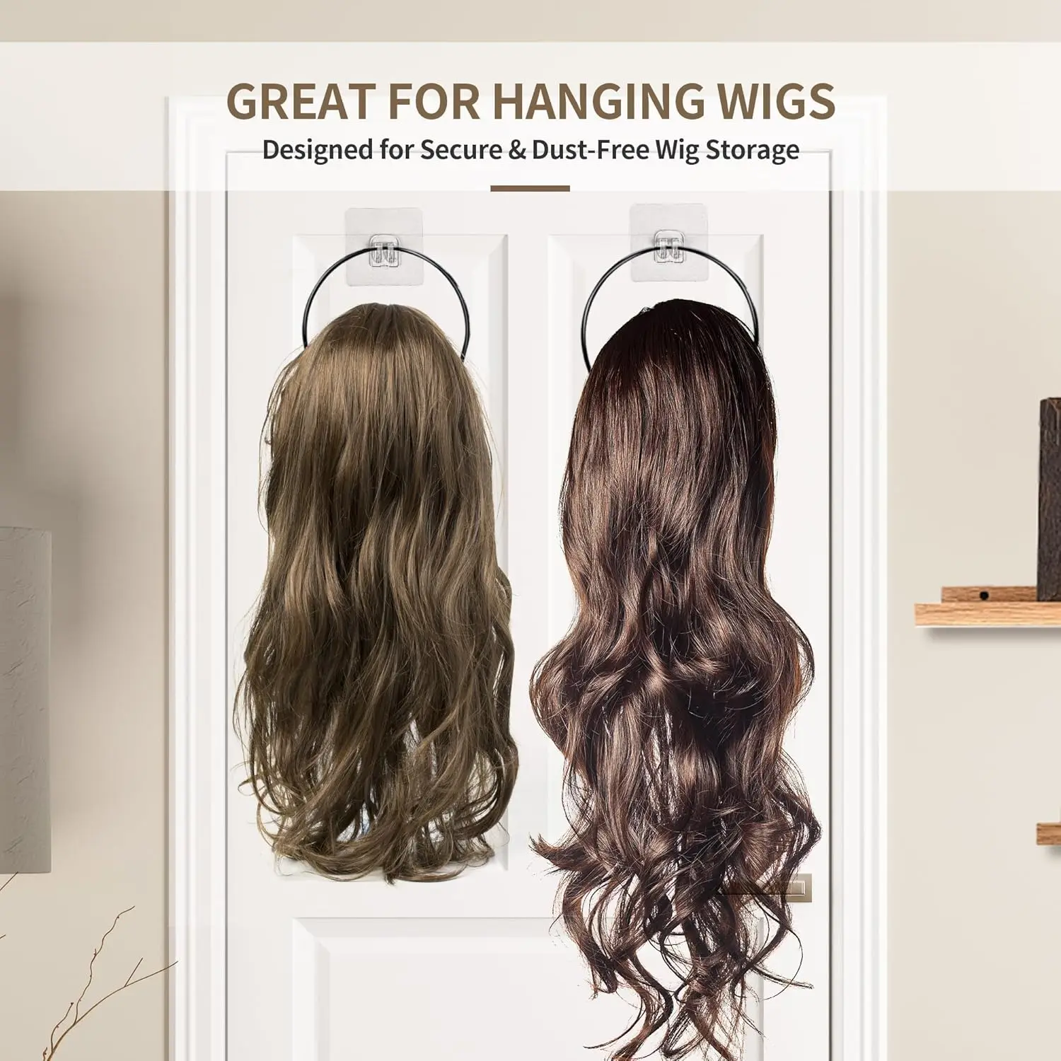 Color: WHITE - 10 Pack wig Holder Organizer Closet Hanging Baseball Cap Display Storage Rack for Scarves Handbags Hanging Hook wig tool