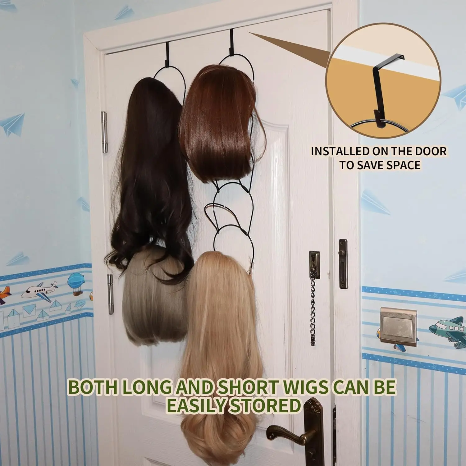 Color: WHITE - 10 Pack wig Holder Organizer Closet Hanging Baseball Cap Display Storage Rack for Scarves Handbags Hanging Hook wig tool