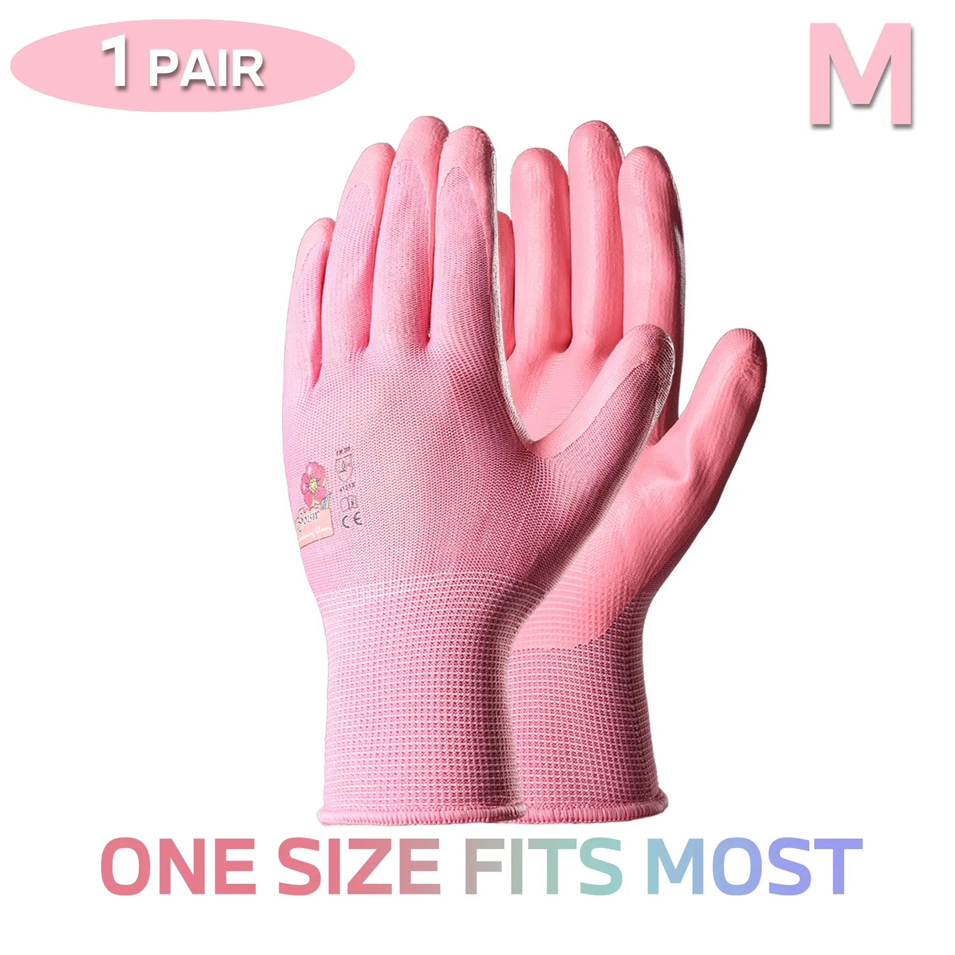 Color: Pink, Ships From: CHINA - 1 Pair, 3 Colors Available: Women?™s Nitrile Garden Gloves for Digging, Planting, Weeding; Nail & Finger Protection
