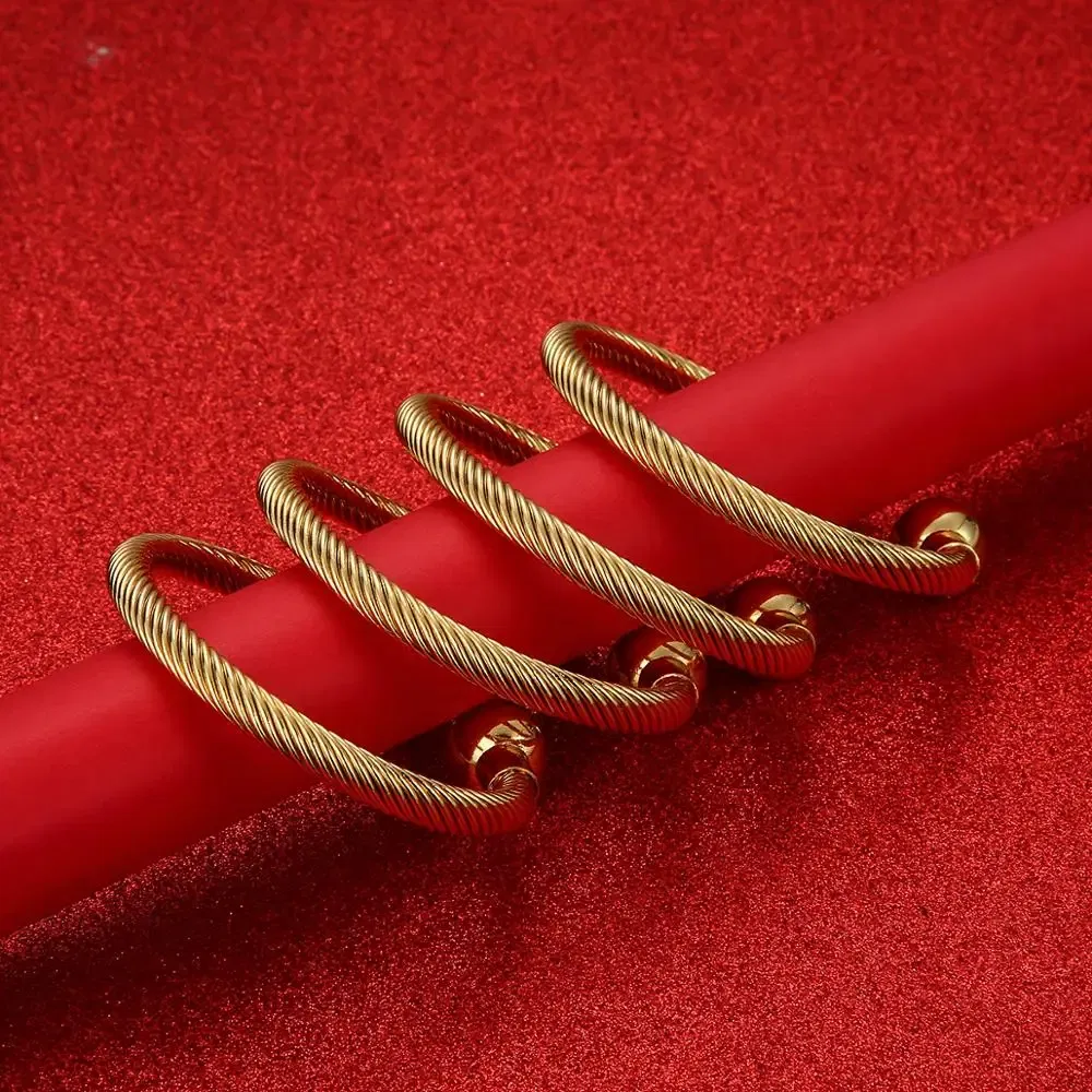 4pcs New African Ethiopian Gold Color Bangle Fashion Dubai Bangles for Women Jewelry