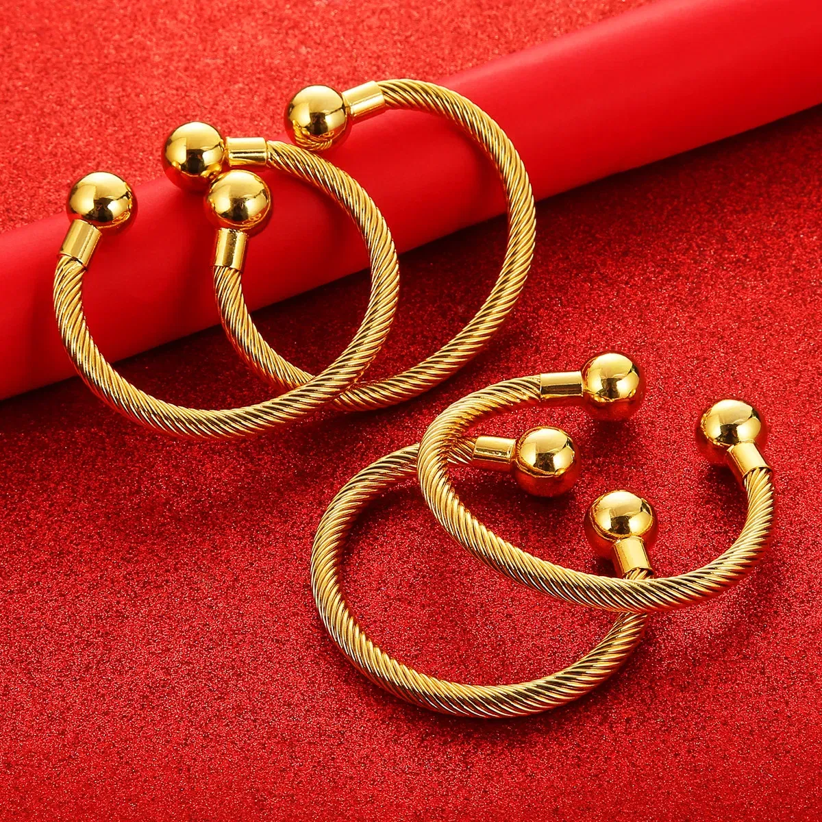 4pcs New African Ethiopian Gold Color Bangle Fashion Dubai Bangles for Women Jewelry