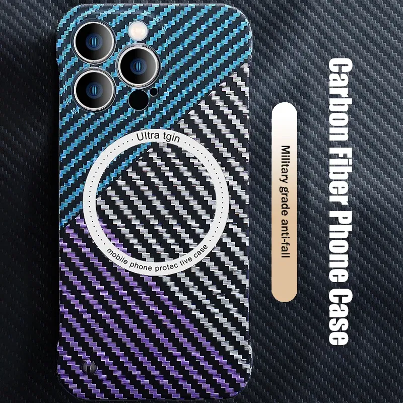 Color: Salmon Pink, Material: Cotton Fabric - Luxury Carbon Fiber for iPhone 11 14 Plus 12 13 Pro Max Magsafe Case Magnetic Wireless Hard Thin Slim Cover for iPhone 13 14 Max
