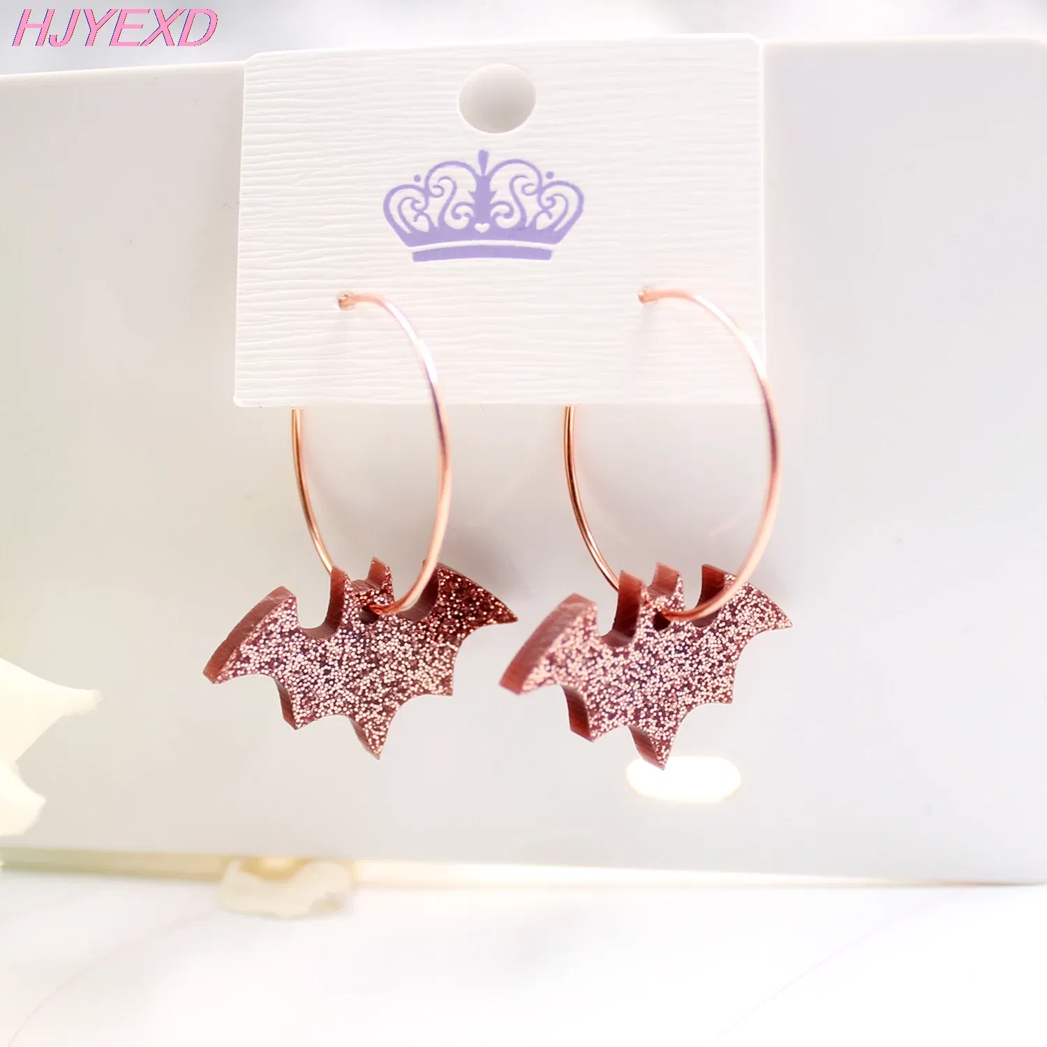 Metal Color: Cobalt Plating, Ships From: CN - HP091 Acrylic Bat Dangle Earrings Hollween Earrings Glitter Black Acrylic Earrings