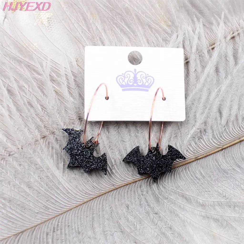 Metal Color: Cobalt Plating, Ships From: CN - HP091 Acrylic Bat Dangle Earrings Hollween Earrings Glitter Black Acrylic Earrings