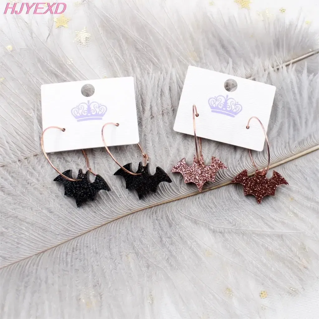 Metal Color: Cobalt Plating, Ships From: CN - HP091 Acrylic Bat Dangle Earrings Hollween Earrings Glitter Black Acrylic Earrings