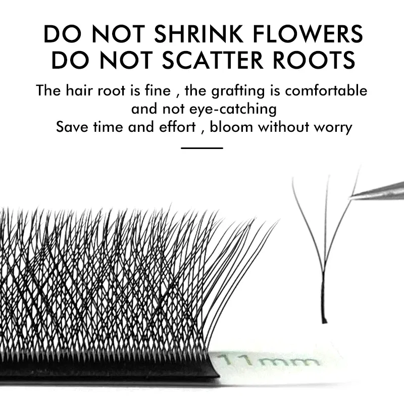 Color: Brushed Brass, Curl: D, Thickness: 0.07mm, Length: MIX - NATUHANA W Lashes Extension L LU(M) Curl Individual Mink YY Lashes 3D W-shaped Volume Fan Eyelash Extension