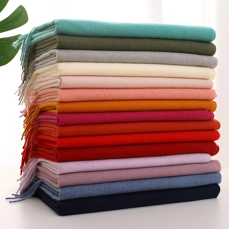 Color: Silver - New 62 Color Winter Scarf For Women Long Warm Cashmere Scarves Hijab Solid Lady Shawl Wrap Female Pashmina Bandana Head Scarfs