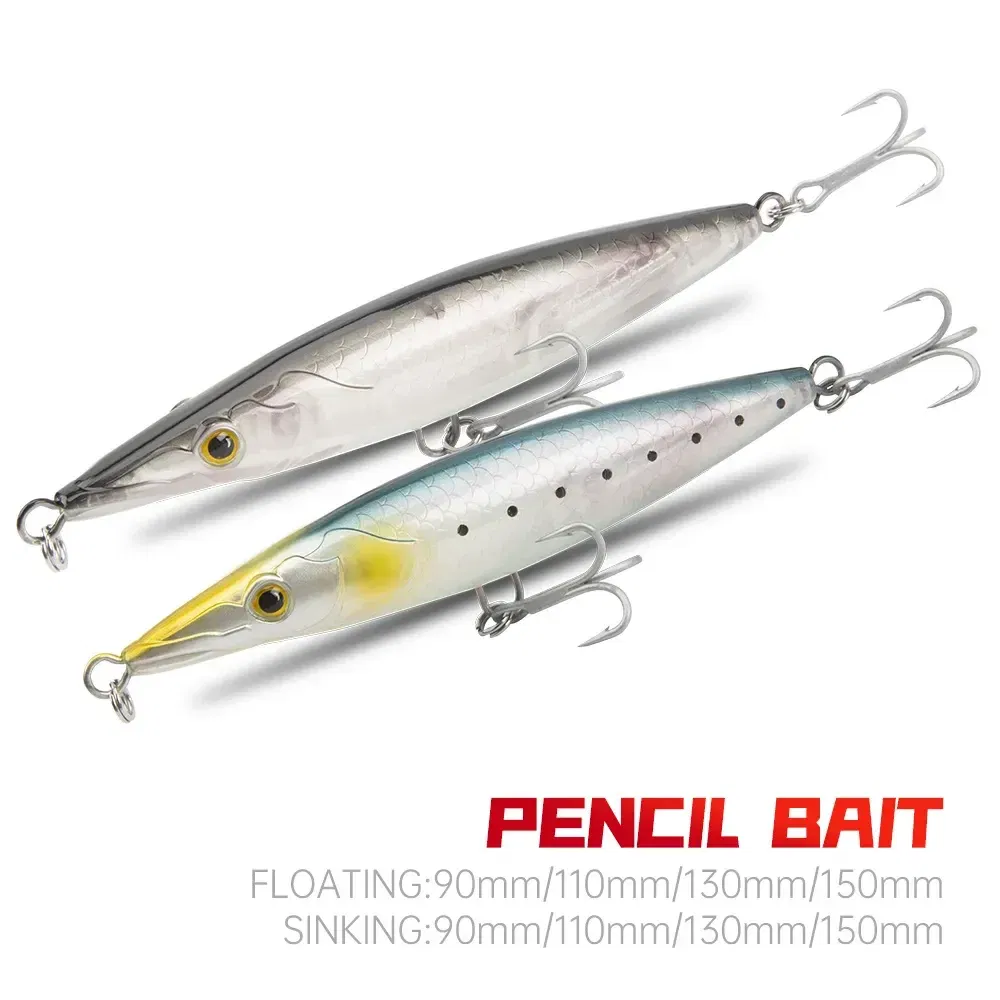 Size: 75mm, Color: Red - Floating Sinking Pencil Bait 90mm/110mm/130mm/150mm Topwater Wobblers Hard Lure Walking-dog Action Long Casting For Pike Bass