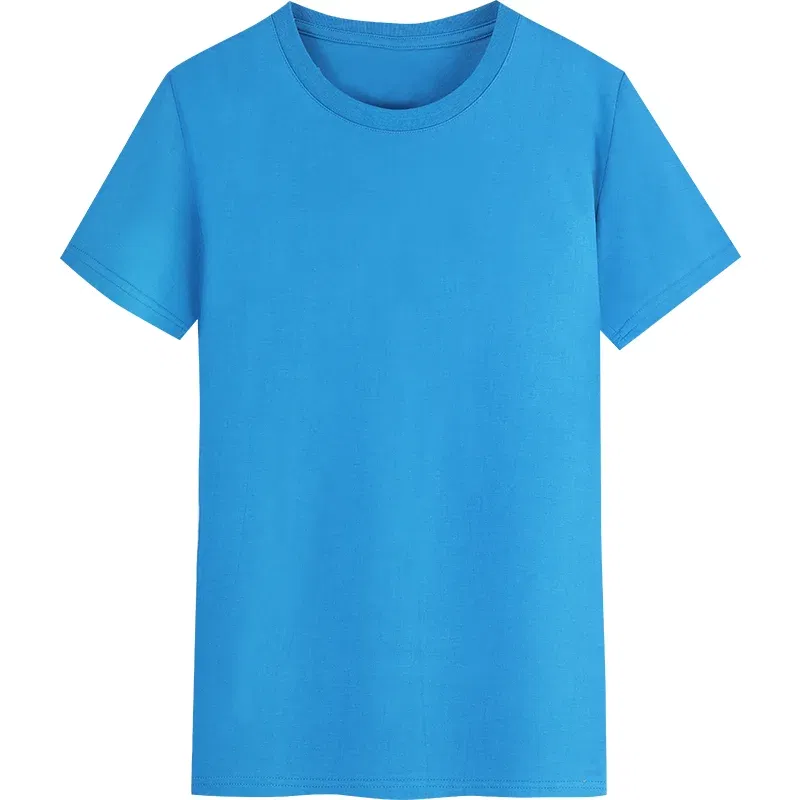 Color: Blue, Size: XXL, Ships From: CHINA - YOTEE Round Neck T-shirt Cotton Logo Customized Embroidery Personal Group Fashion T-shirt Logo Customization