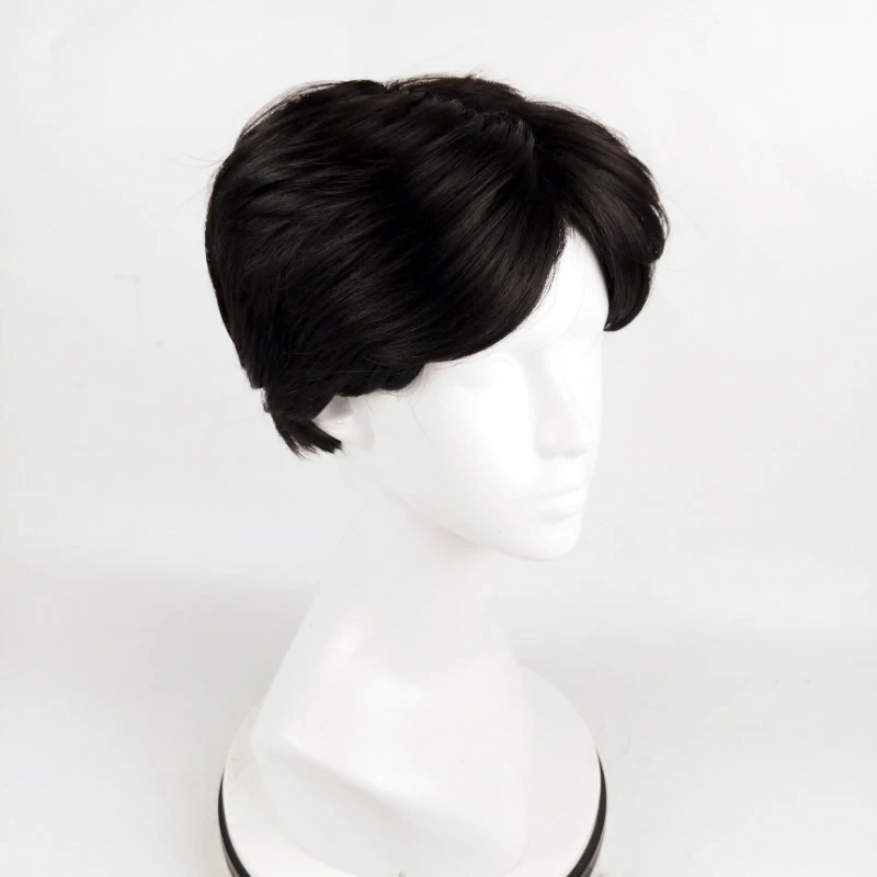 Color: light pink - Men's Synthetic Fluffy Short Wig with Middle Parted Bangs Heat-resistant High Temperature Fiber Black DIY Styling Wig for Men