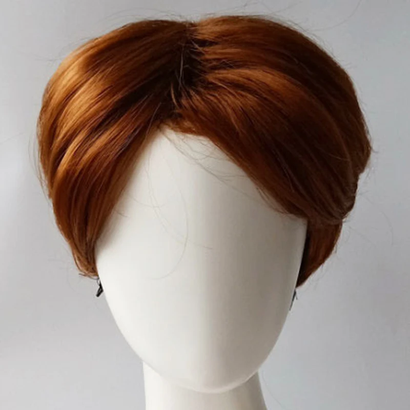 Color: light pink - Men's Synthetic Fluffy Short Wig with Middle Parted Bangs Heat-resistant High Temperature Fiber Black DIY Styling Wig for Men