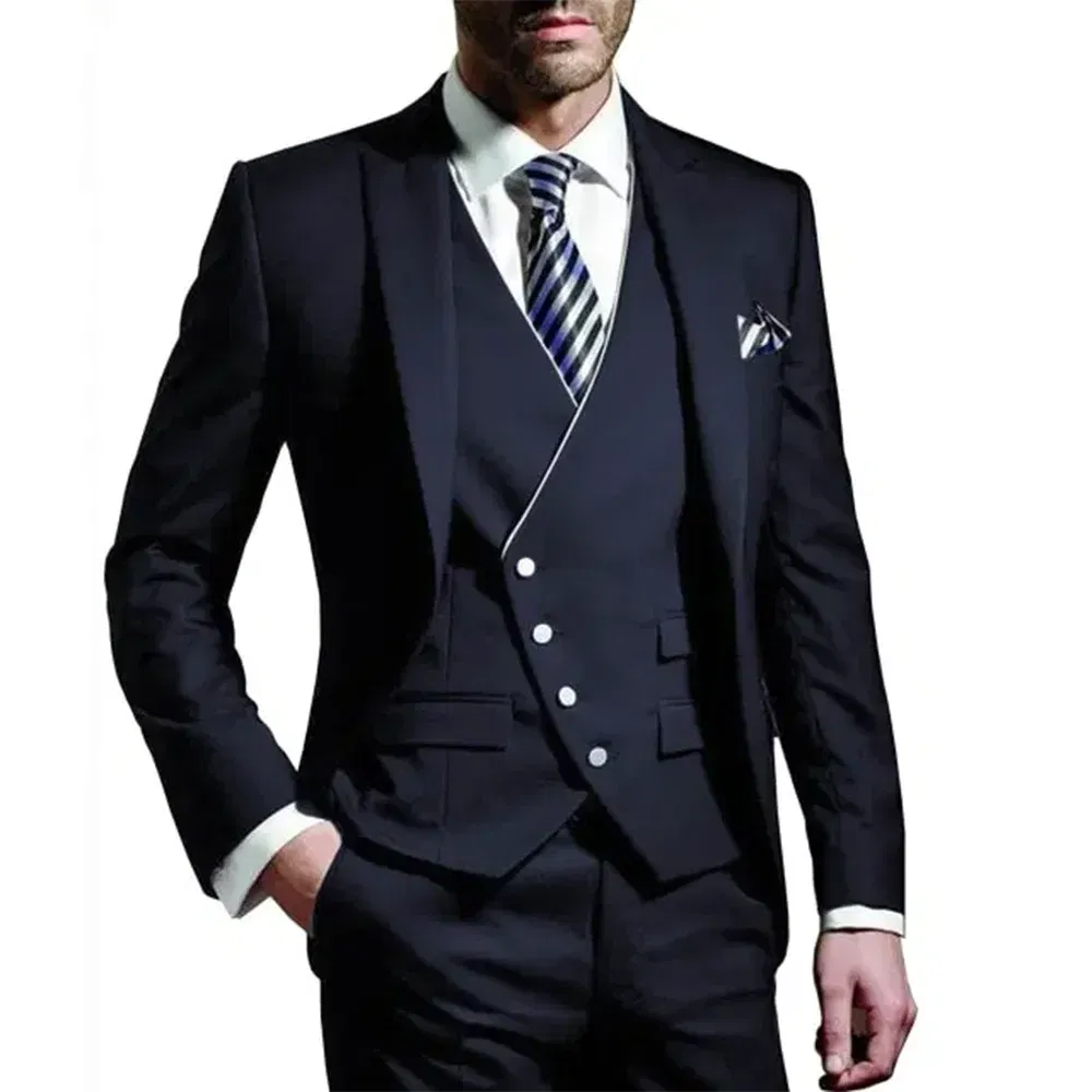 Color: army green, Size: S, Ships From: CHINA - White Men Wedding Suits Groom Wear Peak Lapel Wedding Groom Tuxedos Business Party Suit 3 Pieces (Jacket+Vest+Pant?‰Costume Homme