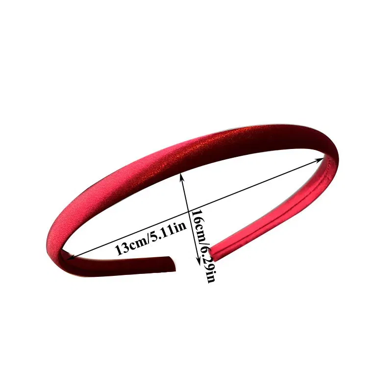 Color: wine red - Red Blue Green Satin Headband for Women girls Kids Hair band Solid Color Thin Elastic Hair Hoop Accessories Headpiece
