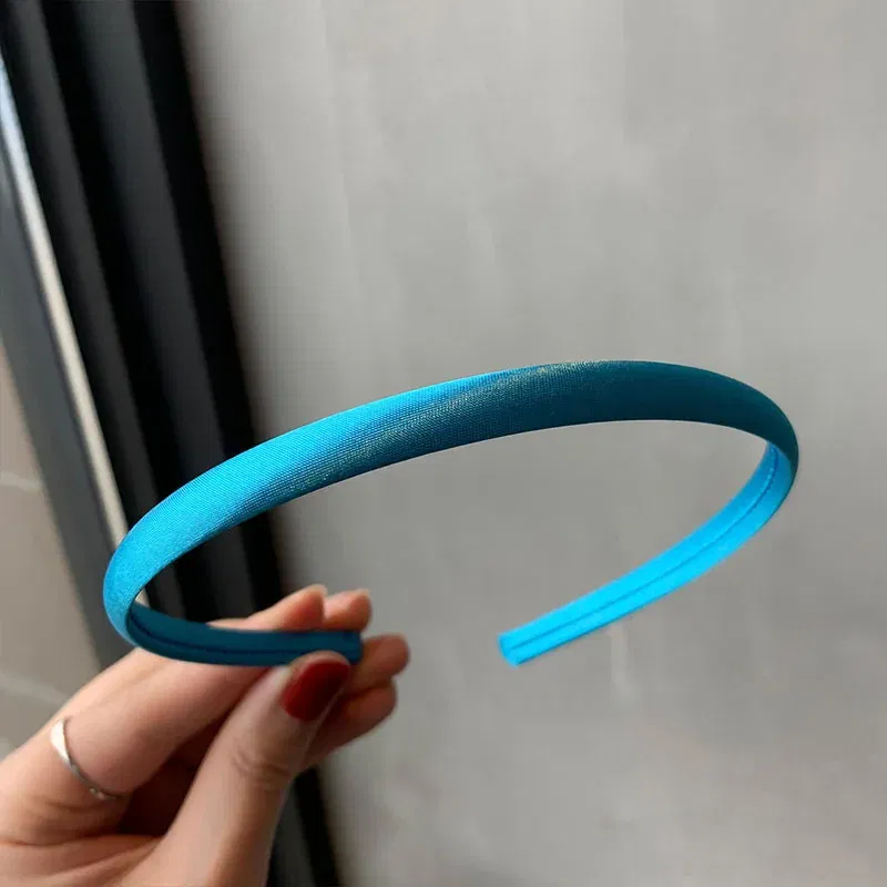 Color: wine red - Red Blue Green Satin Headband for Women girls Kids Hair band Solid Color Thin Elastic Hair Hoop Accessories Headpiece