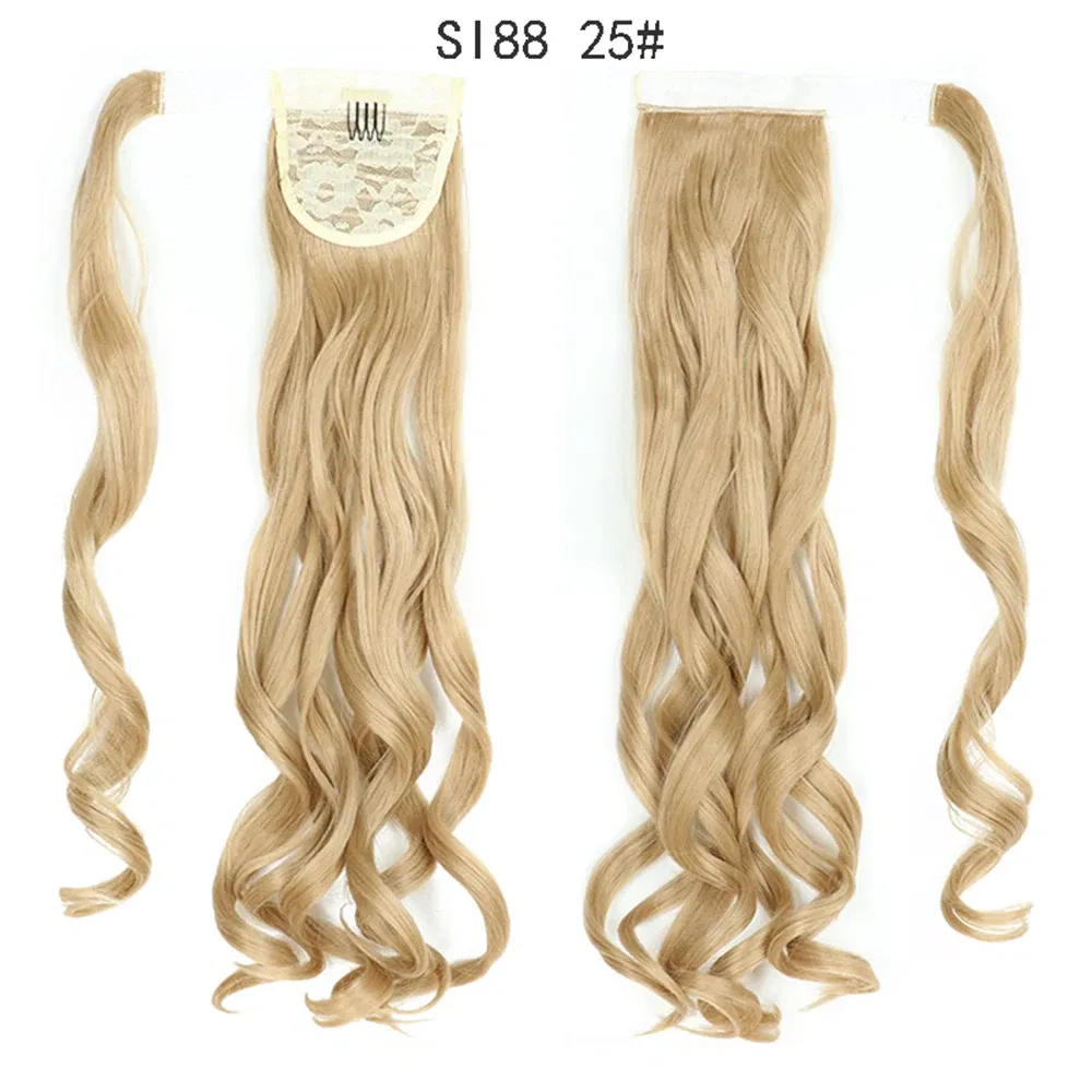 Color: #4 - LINWAN Synthetic Long Straight Wrap Around Clip In Ponytail Hair Extension Heat Reistan Pony Tail Fake Hair