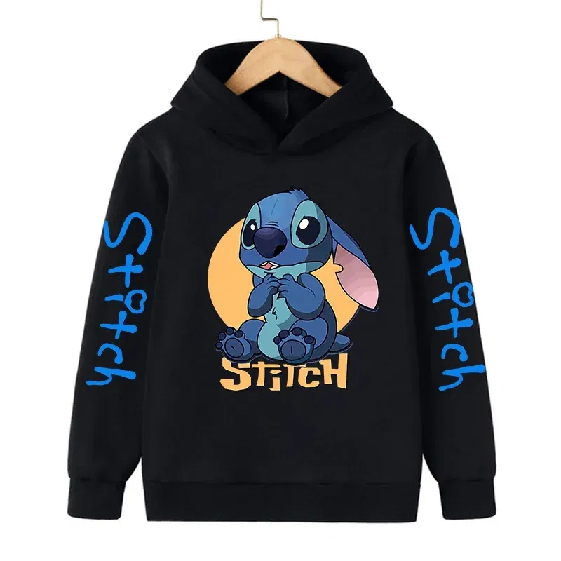 Color: Multicolor, Size: 12" - New in Cool Stitch Hoodie Children Cartoon Clothes Kid Girl Boy Lilo and Stitch Sweatshirt Manga Hoody Baby Casual Top