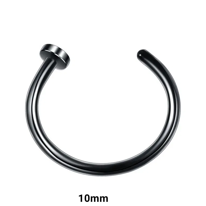 Metal color: Antique Copper Plated - 6/8/10mm Surgical Steel Fake Non Nose Stud Ring False Lip Curler Septum Piercing Hoop Jewelry for Women Men Body Accessories