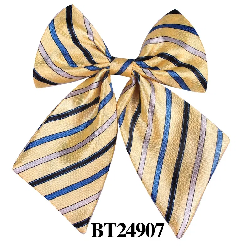 Color: Dark Grey - Striped Ladies Bowtie Classic Shirts Bow Tie For Women Business Wedding Bowknot Plaid Bow Ties Butterfly Girls Suits Bowties