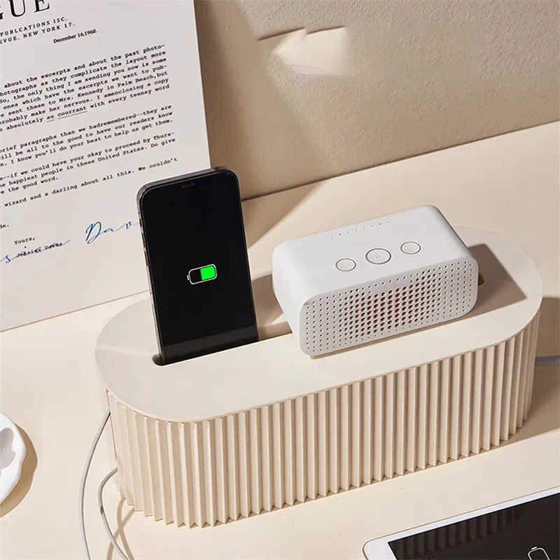 Color: Red - Nordic Plug Board Storage Box Cable Wire Organizer Case Socket Wireless WiFi Router Bracelet Desktop Data Line Plug Holder Shelf