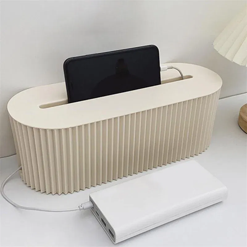 Color: Red - Nordic Plug Board Storage Box Cable Wire Organizer Case Socket Wireless WiFi Router Bracelet Desktop Data Line Plug Holder Shelf