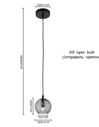 Body Color: Light Grey, Ships From: CHINA - Nordic bar pendant light simple modern bedroom bedside light exquisite G9 living room light glass light with light bulb