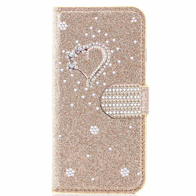 Color: Gold, Material: Plastic - Glitter Wallet Leather Case For Samsung Galaxy S25 FE S24 Ultra S23 Plus S22 S21 A35 A36 A56 A55 A13 A14 A15 A16 A26 A34 A33 A54