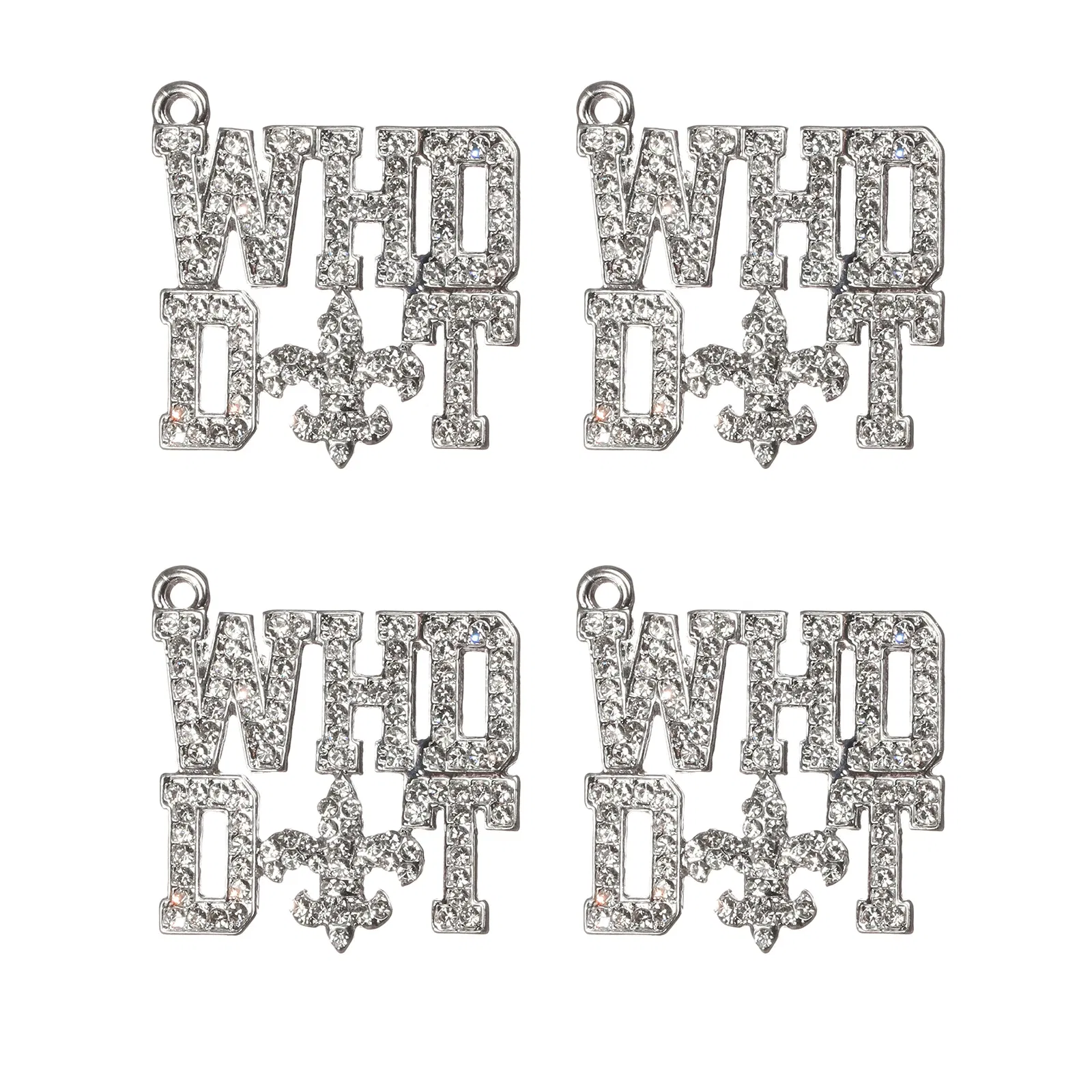 Metal color: Silver Plated, Ships From: CHINA - 10pcs WHO DAT Rhinestone Letter Saint Charms Fit for Bracelet DIY Jewelry Making LTC0353-LTC0356
