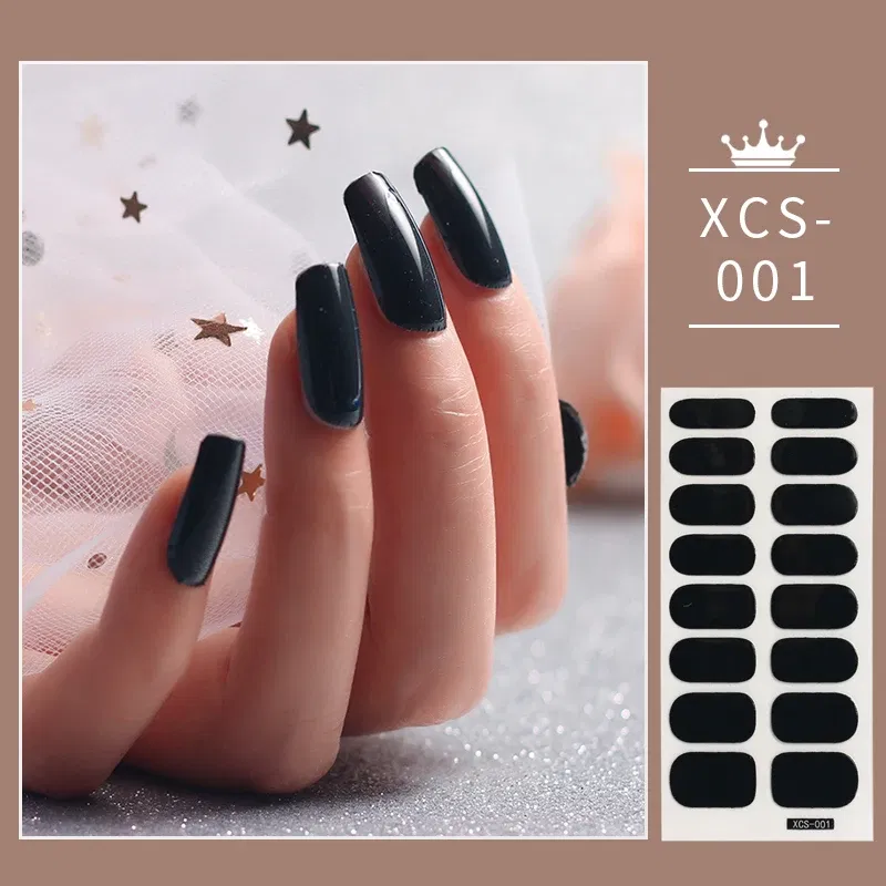 Color: WHITE - 1pc Nail Art Sticker Laser Shiny Sequins Polish Wraps Double Ended Adhesive Strips Fashion Stickers Manicure Decor