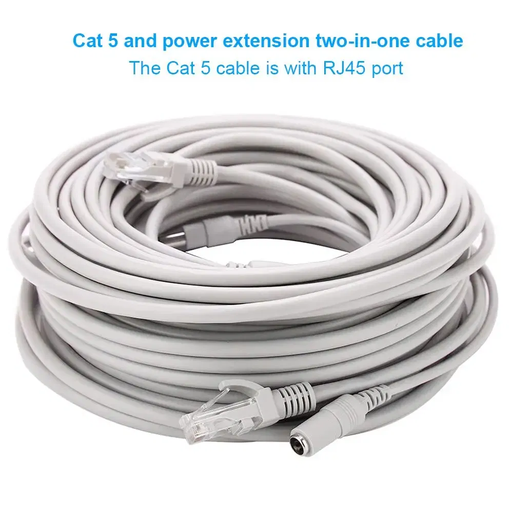 Color: WHITE, Cable Length: 10m - CCTV Cable RJ45 for Video Surveillance Cable Camera Ethernet Network DC Power 2 in 1 Network Extension Lan 5/10/15/20m IP Camera