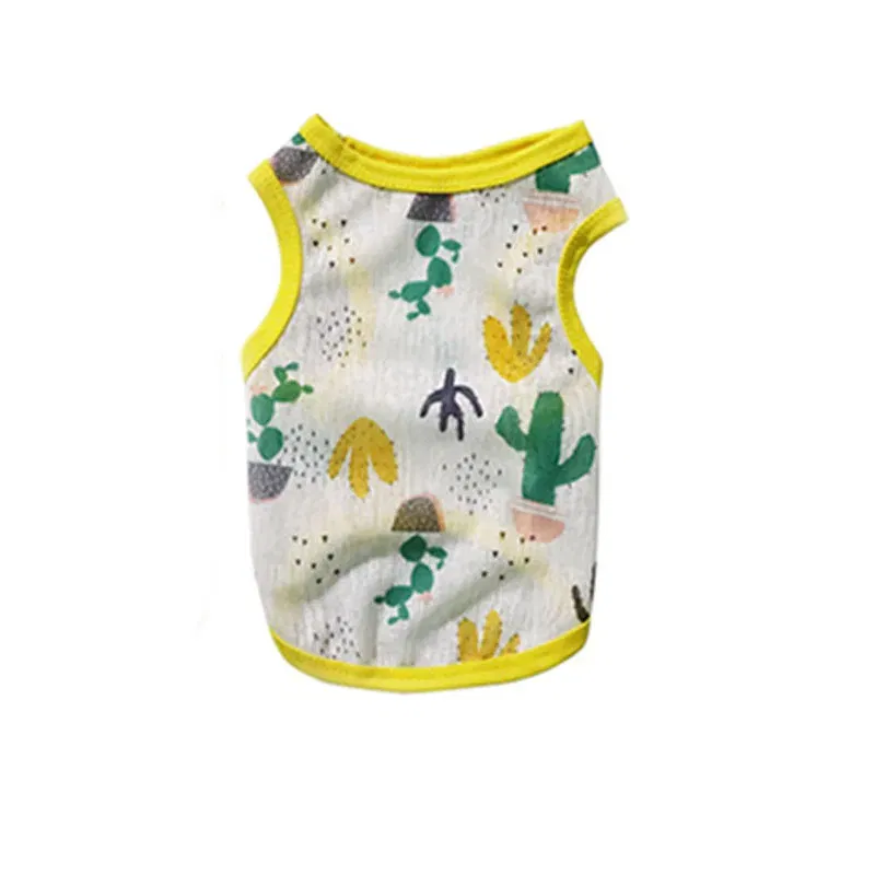Color: WHITE, Size: L - Summer Dog Vest Ultra Thin Breathable Mesh Cloth Pet T-shirt for Small Dogs Cute Cartoon Print Puppy Cat Cheap Clothes Costumes