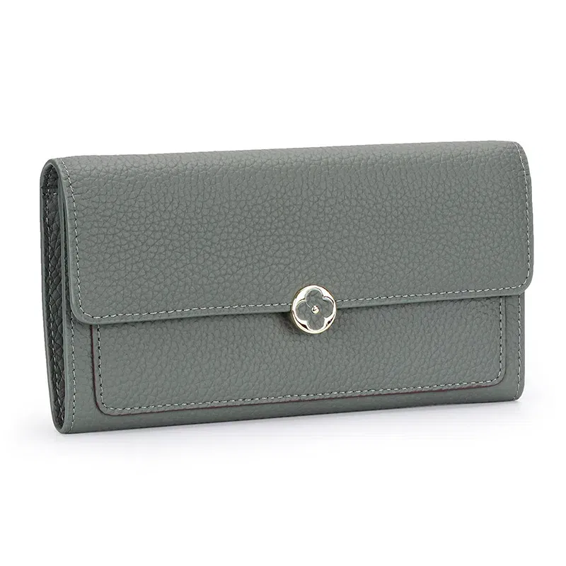 Color: Brown - Women's Wallet 2025 New Full Leather Long Wallet Cross-border First Layer Cowhide Women's Long Clip Leather Clutch Pouch