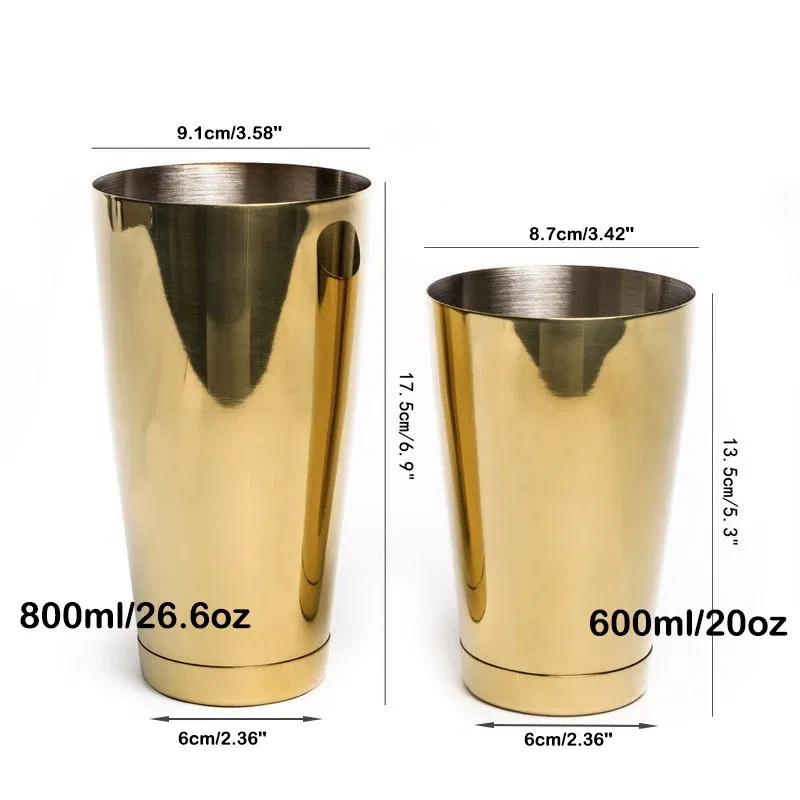 Color: Silver - Stainless Steel Boston Shaker Bar Shaker with different Surface Finish -2 Piece Cocktail Shaker, 15-Ounce and 25-Ounce