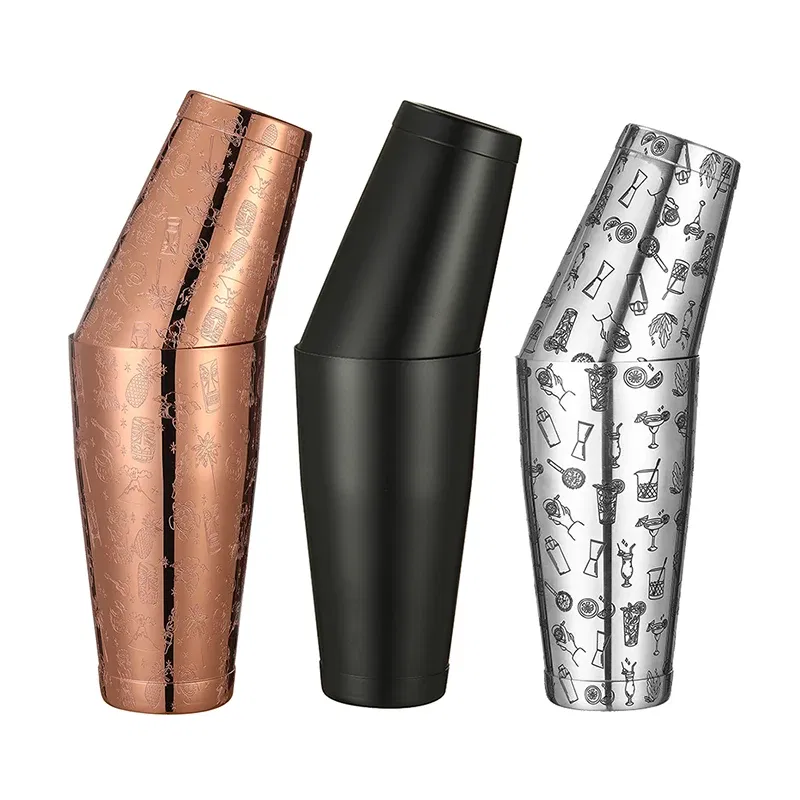 Color: Silver - Stainless Steel Boston Shaker Bar Shaker with different Surface Finish -2 Piece Cocktail Shaker, 15-Ounce and 25-Ounce