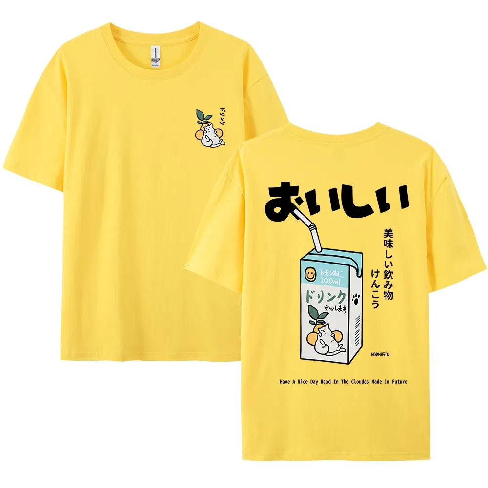 Color: Dark Grey, Size: M - Cute Japanese Cat Print Oversized T-shirt men Women Short Sleeve Loose Casual Tee Shirt Streetwear Tops Cotton Harajuku Clothing