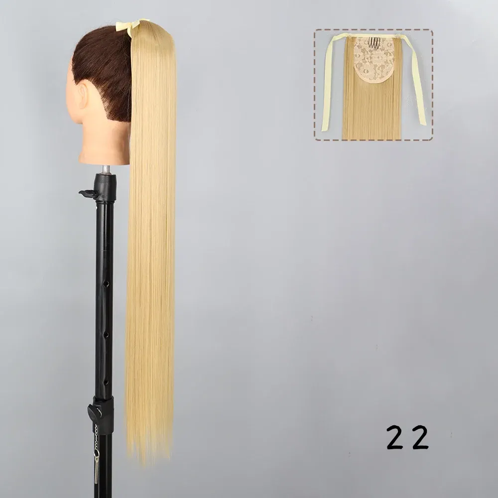 Color: #5, Stretched Length: 34inches - AZQUEEN Straight Synthetic Hairpiece With Ponytail 85cm Super Long Wrap Around Clip In Hair Extensions Pony Tail For Daily Wear